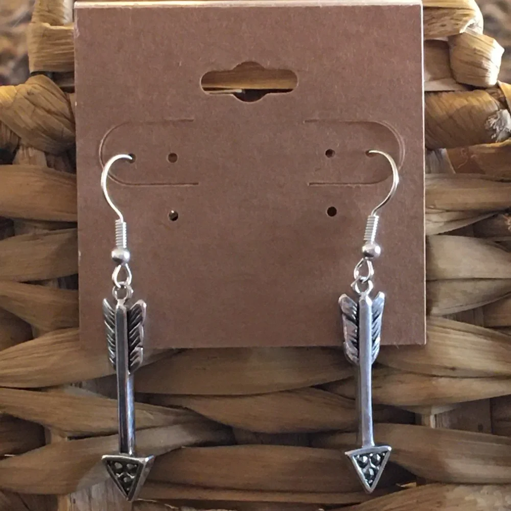 Silver plated arrow with marcasite earrings